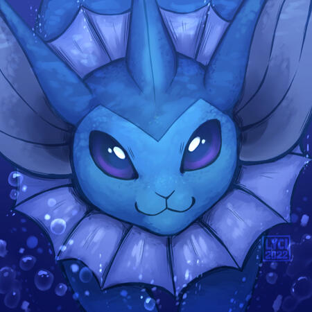 Pokemon inspired print of Vaporeon. 1 of 9 in a series of Eevee and its &#39;eeveelutions&#39;.