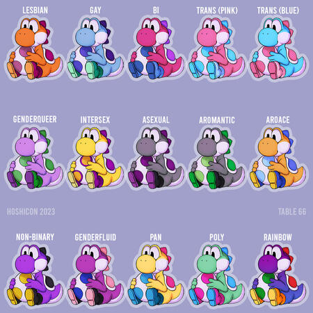 Yoshi inspired pride charm designs