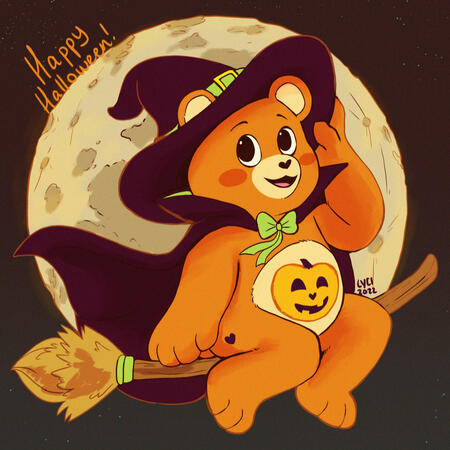 Care Bears inspired 'Trick or Sweet Bear' print and charm design.